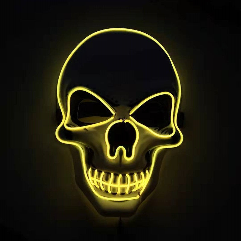 LED Glowing Skull Mask - Halloween Costume Accessory, Adjustable Fit for Parties & Events, Eye-Catching Light Modes