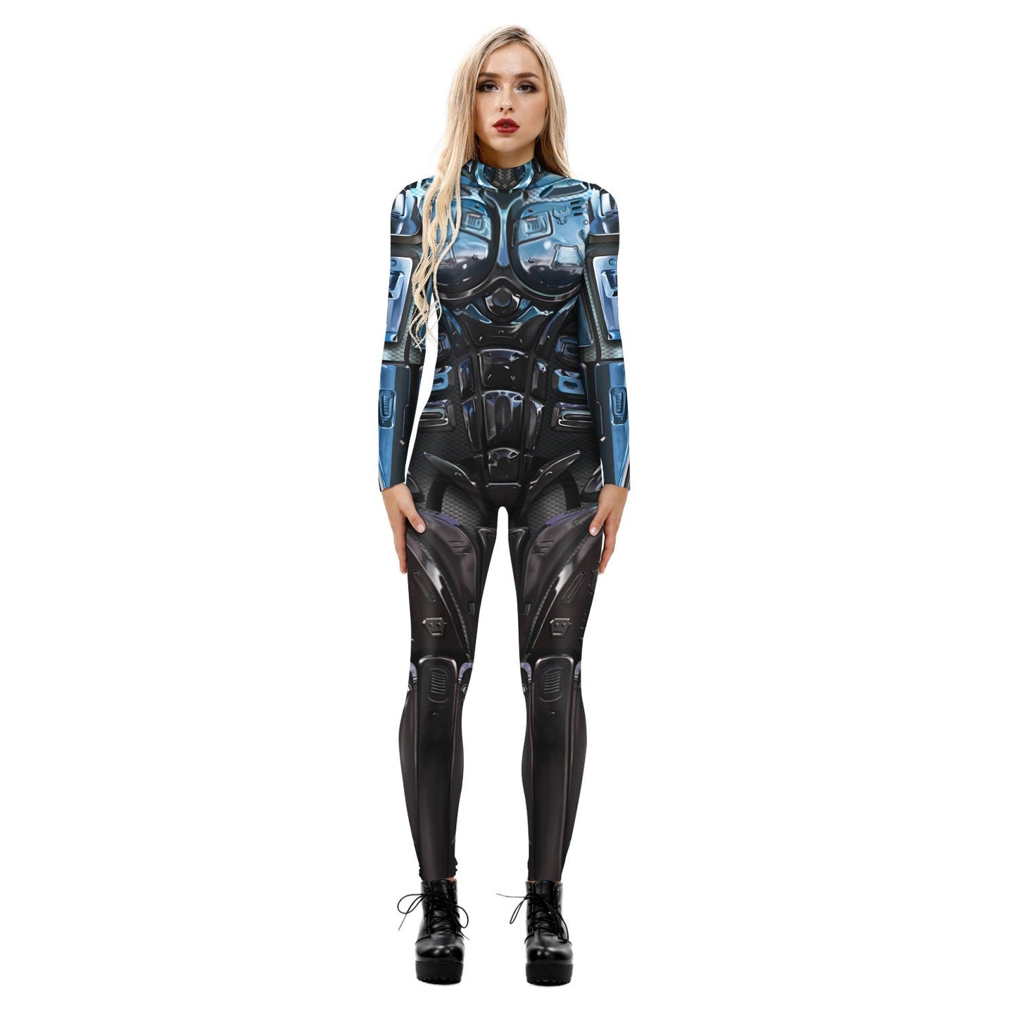 Stretchy and Body-Hugging Women's Printed Jumpsuit - Contoured Full-Body, Milk Silk Second-Skin for Cosplay