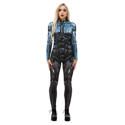 Stretchy and Body-Hugging Women's Printed Jumpsuit - Contoured Full-Body, Milk Silk Second-Skin for Cosplay