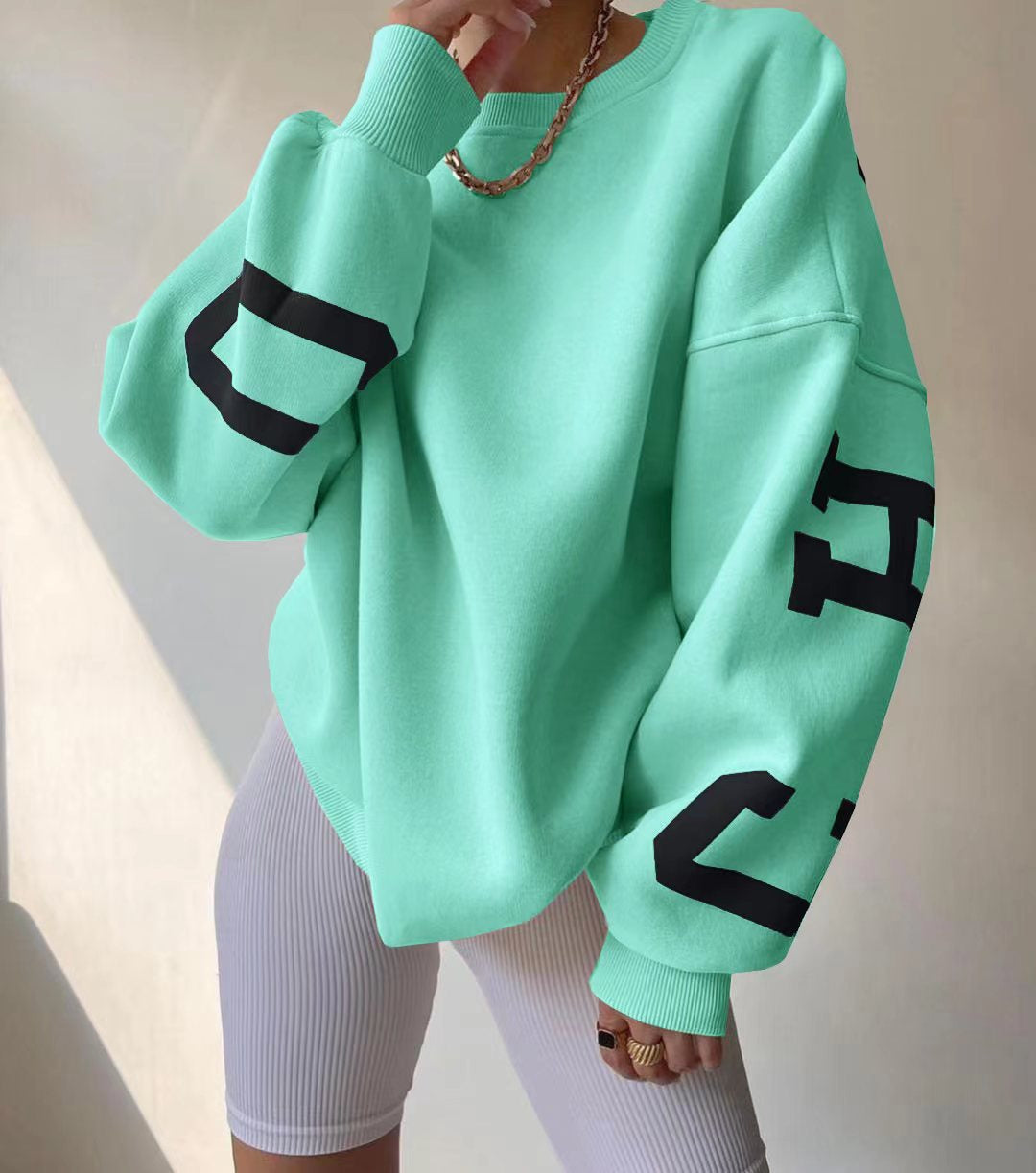 Oversized dame-sweatshirt - sænket skulder, bomuldsblanding
