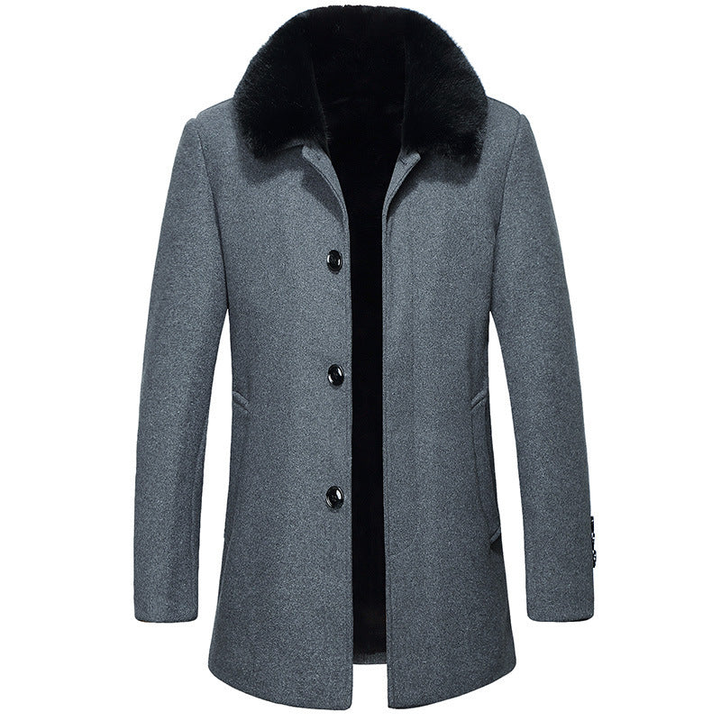 Warm Men's Wool Coat - Tailored Mid Thigh, Wool, For Winter