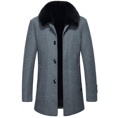 Warm Men's Wool Coat - Tailored Mid Thigh, Wool, For Winter