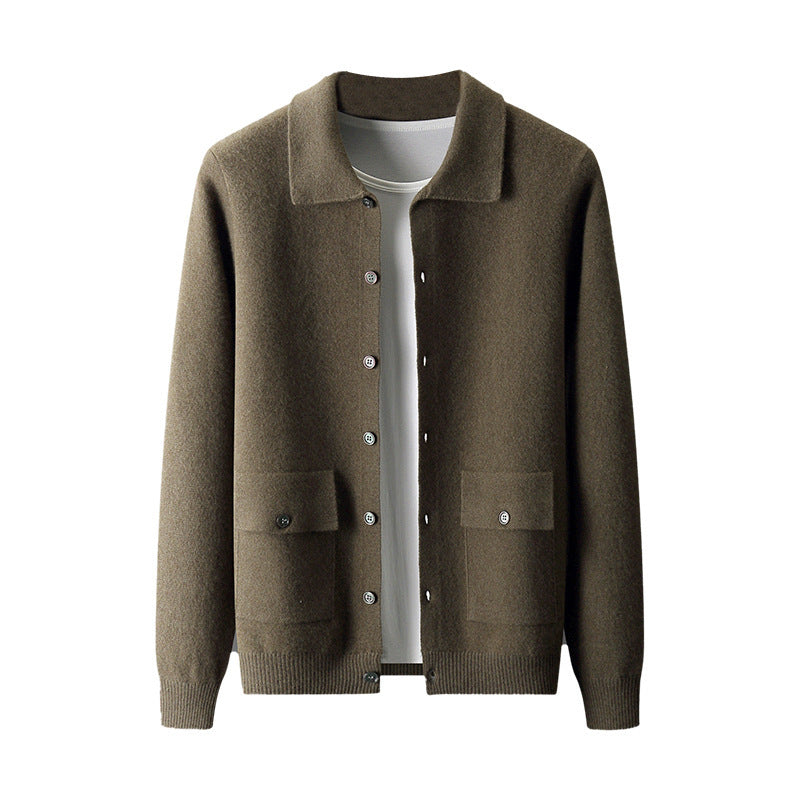 Warme Klassieke Heren Polo Cardigan - Wol, Knopen, Herfst
