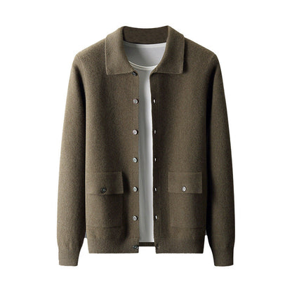 Warme Klassieke Heren Polo Cardigan - Wol, Knopen, Herfst