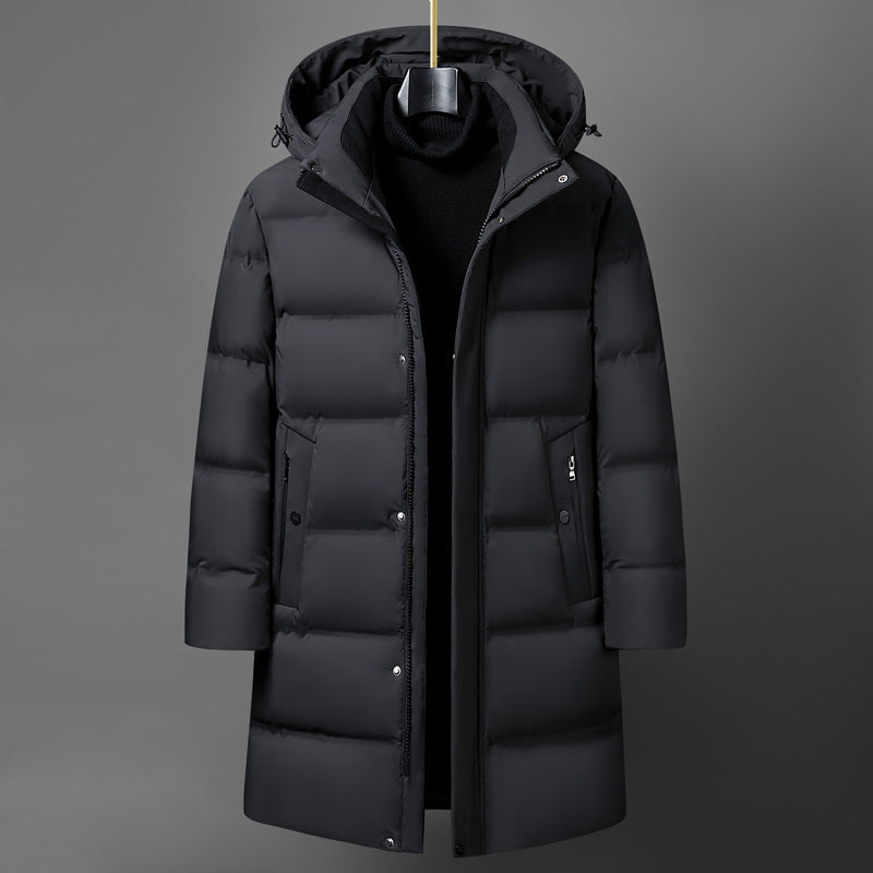 Isolerende herre midtlange dunjakke - boxy, polyester
