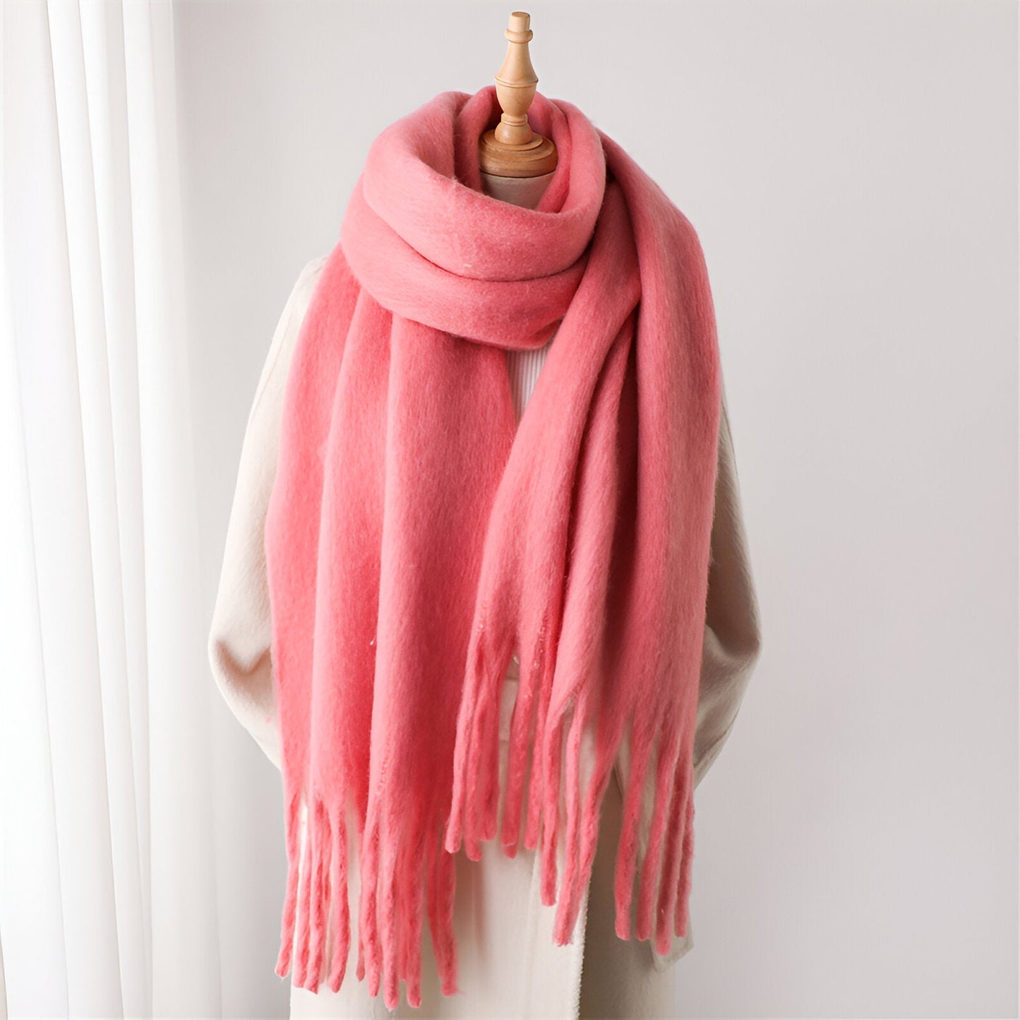 Soft Women’s Scarf - Oversized Fringed Cashmere For Winter