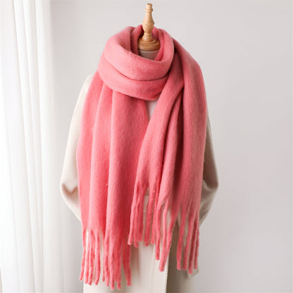 Soft Women’s Scarf - Oversized Fringed Cashmere For Winter