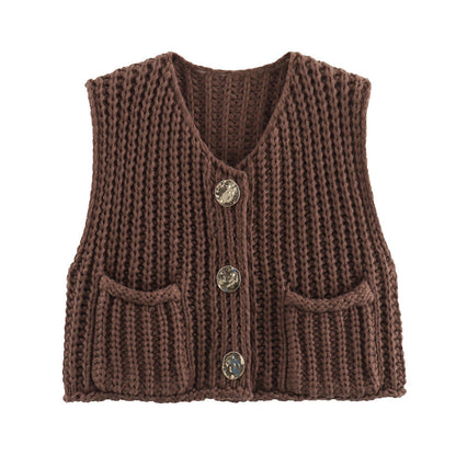 Variant image for Women's Sleeveless Knitted Vest with Pockets, Comfortable Fit Sweater Vest for Casual and Formal Wear-7