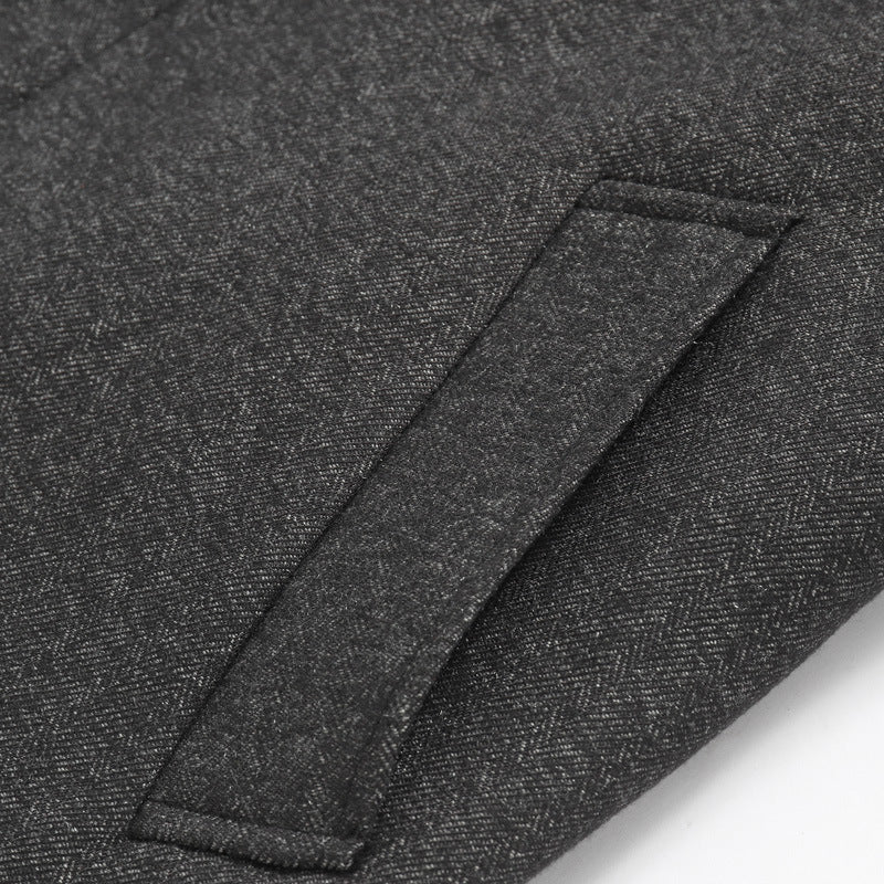 Warm Men’s Mid-Length Wool Jacket - Cozy Lapel, Winter