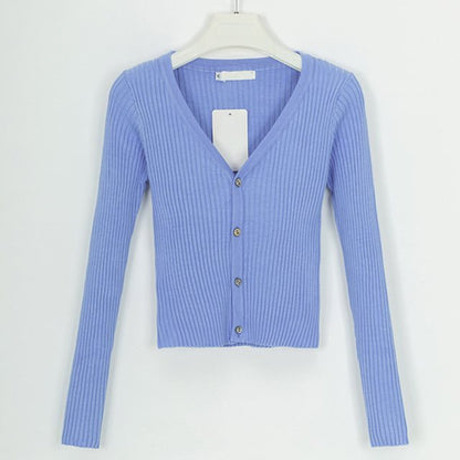 Fitted Womens Cropped Cardigan - Ribbed Knit, Casual