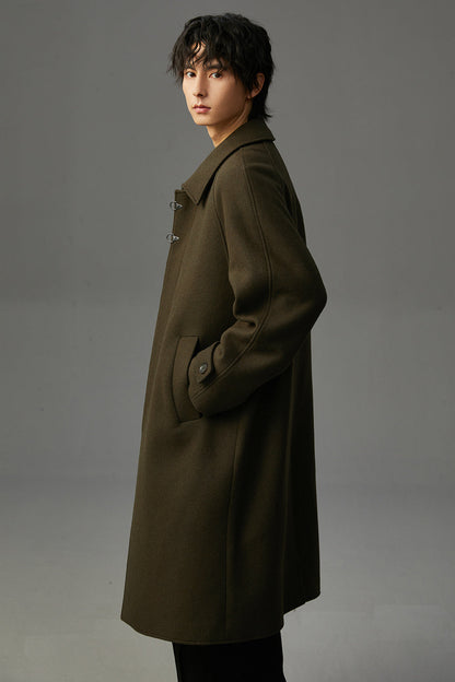 Warm Structured Men’s Wool Coat - Midlength, Double Sided