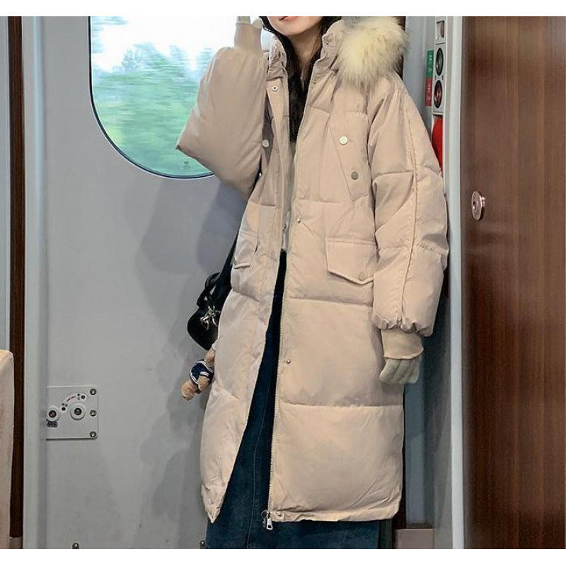 Insulating Women’s Long Down Puffer Coat - Quilted Cotton