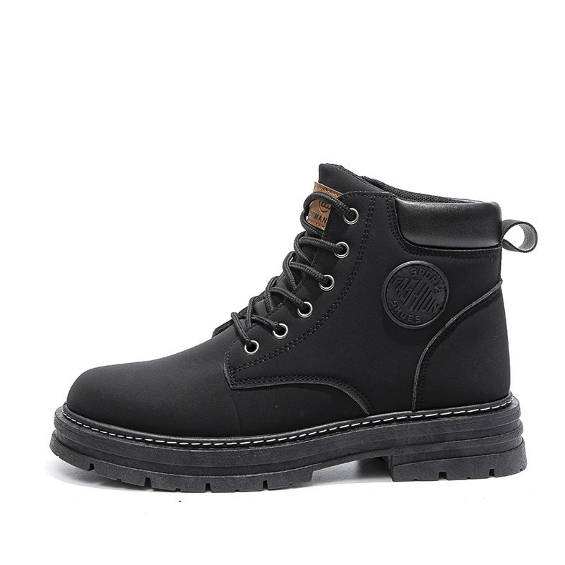 Supportive Men Ankle Boots - Chunky Mid Heel Leather Winter