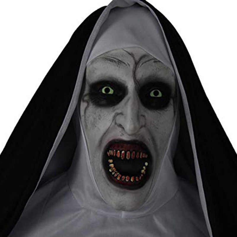 Gloeiende latex horror masker nonnenkap Halloween feest 2025