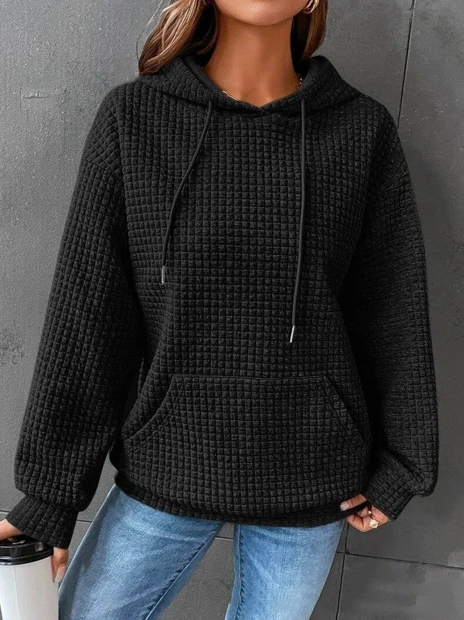 Soft Cozy Women’s Hoodie Sweater - Waffle Knit Layering