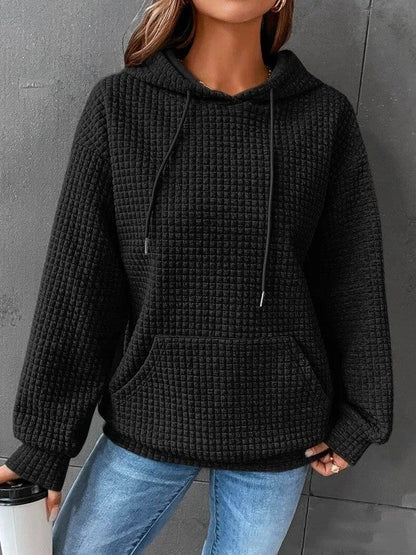 Soft Cozy Women’s Hoodie Sweater - Waffle Knit Layering