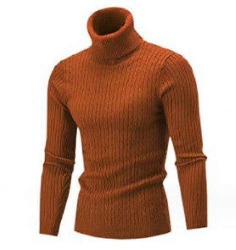 Eng anliegender Herren-Rollkragenpullover – Slim Fit, Zopfmuster, Winter