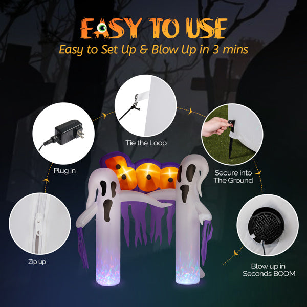 9.8ft White Ghost Arch Inflatable Halloween Yard Decor