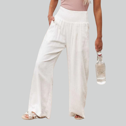 Elegant Retro Baggy Pants for Women - Loose High Waist Vintage Linen Wide Leg Trousers
