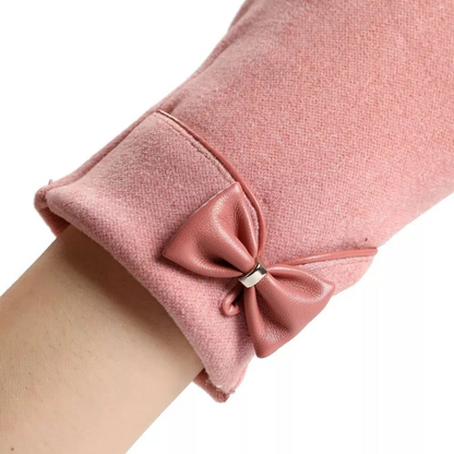 Warm Womens Touchscreen Gloves - Short Fitted Suede Winter