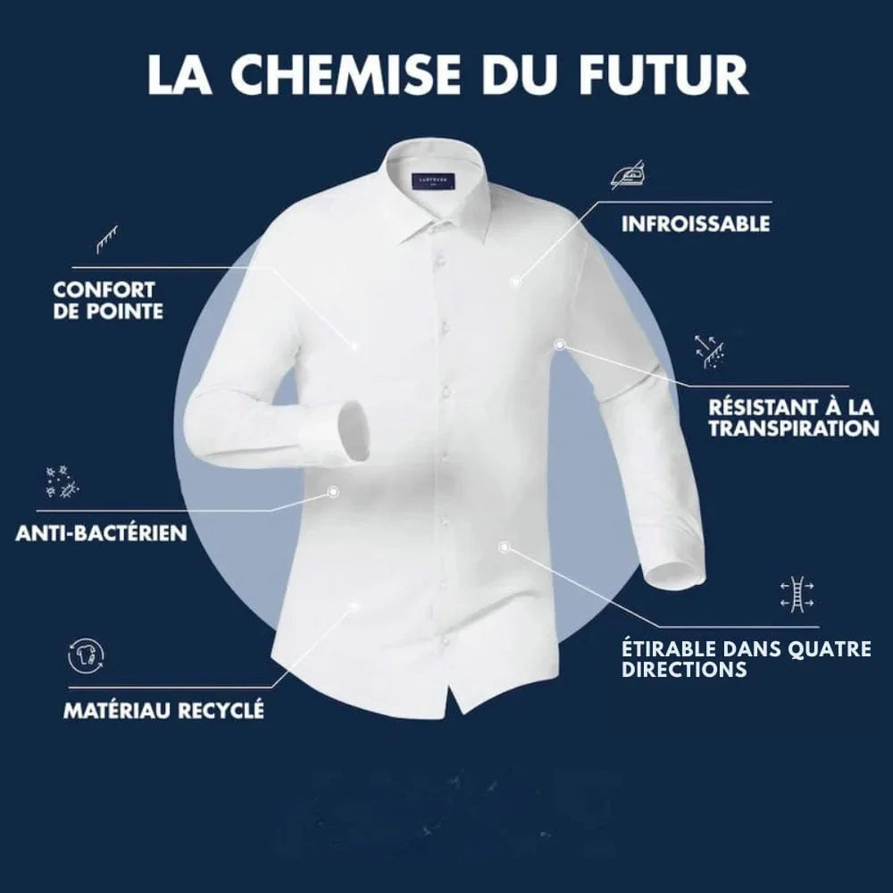 Men's Elastic Comfort Dress Shirt, Wrinkle-Free, Breathable Fabric, Quick Drying, Regular Fit for All Occasions-4