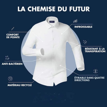 Men's Elastic Comfort Dress Shirt, Wrinkle-Free, Breathable Fabric, Quick Drying, Regular Fit for All Occasions-4