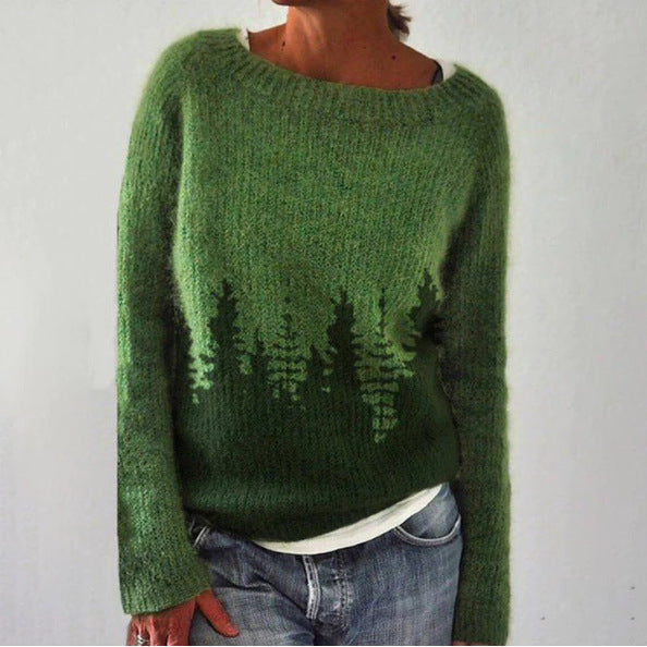 Pull doux pour femme à col rond - Coupe décontractée, maille duveteuse