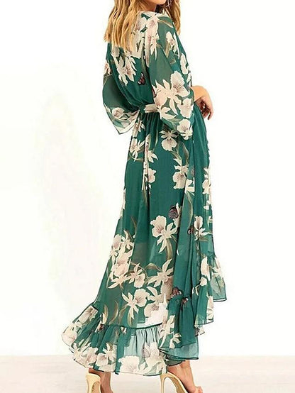 Elegant Long Summer Dress for Women with Deep Neckline, Flattering Fit, Perfect for Wedding Guests and Formal Occasions-3