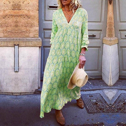 Variant image for Trendy V-Neck Women's Dress with Striking Print for Spring and Summer, Eco-Friendly Fabric, Comfortable Fit, Available in Multiple Sizes-19