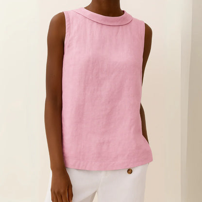 Lightweight women's tank top - round-neck pullover, cotton blend, casual summer wear