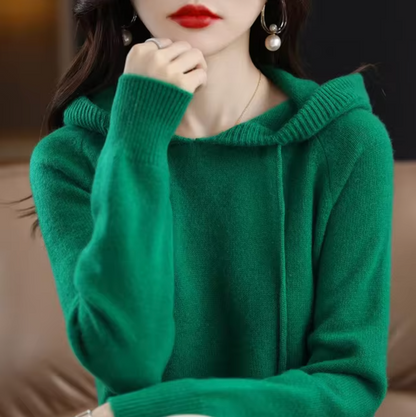 Warm Cozy Womens Knit Hoodie - Relaxed Fit, Soft Knit