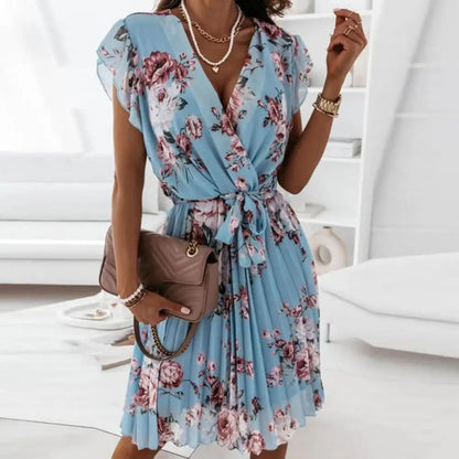 Variant image for Floral Print Summer Dress for Women, Stylish Neckline, Versatile Casual and Festive Wear, Comfortable Fit, Multiple Sizes Available-6