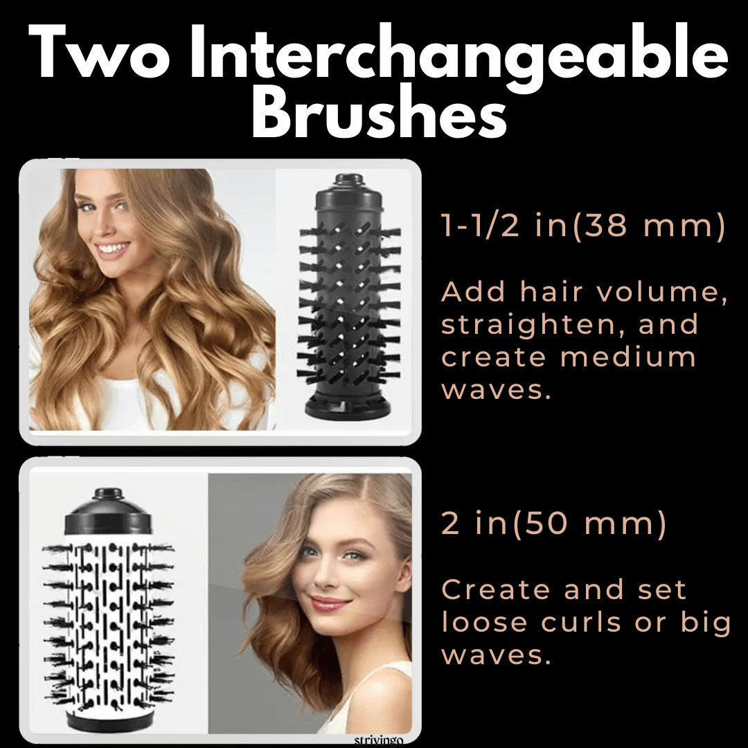 3-in-1 Rotating Hair Dryer and Styler with Adjustable Temperature for Effortless Curls and Waves