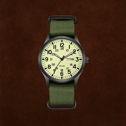 Men’s Everyday & Outdoor Watch – Rugged Waterproof Design, Stainless Steel Case – Green Black