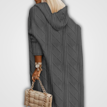 Zachte Comfortabele Dames Lange Cardigan met Capuchon - Kabelgebreid Acryl