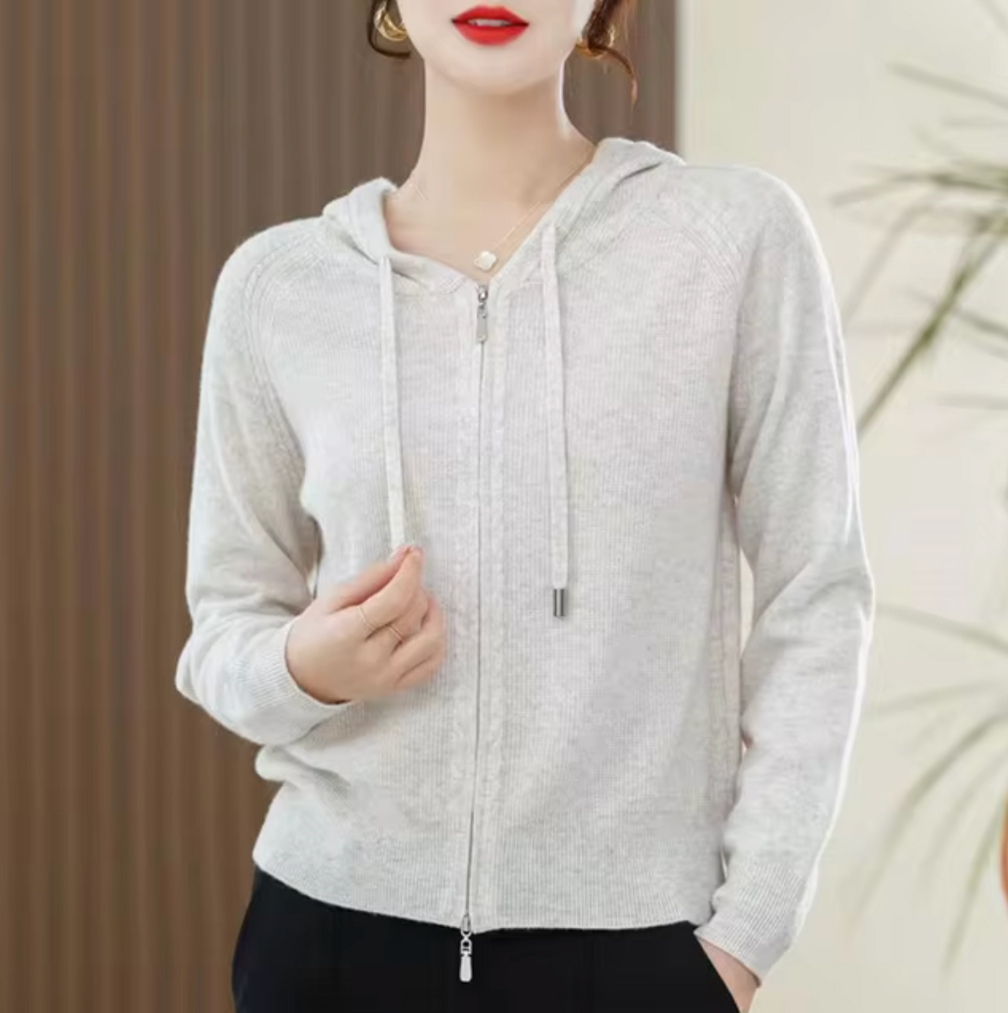 Lightweight Women's Zip Hoodie - Relaxed Knit For Spring