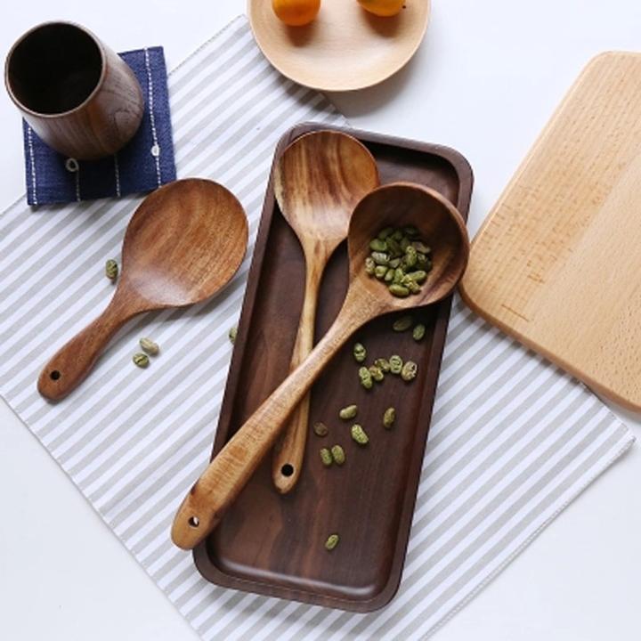 4pcs Teak Wooden Utensil Set – Premium Non-Scratch Kitchen Tools, Handcrafted Teak for Long-Lasting Durability