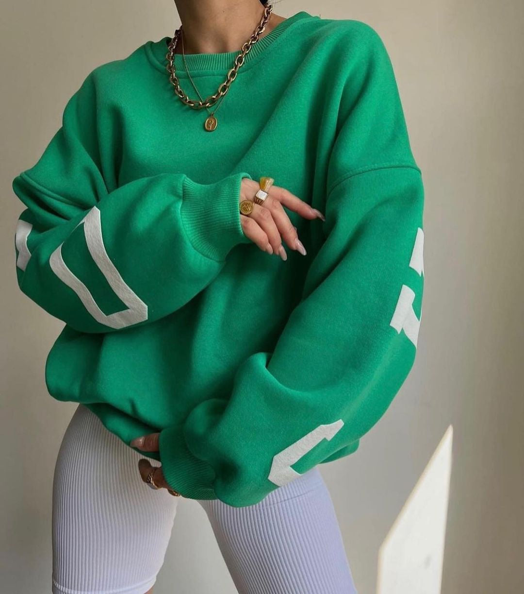 Oversized dame-sweatshirt - sænket skulder, bomuldsblanding