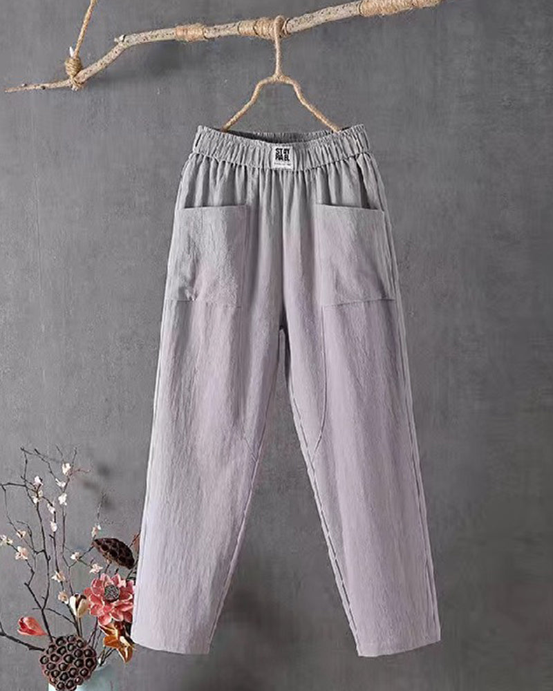Loose-Fitting White Linen Pants for Women, Breathable Flax Trousers for All Occasions, Comfortable and Stylish-6