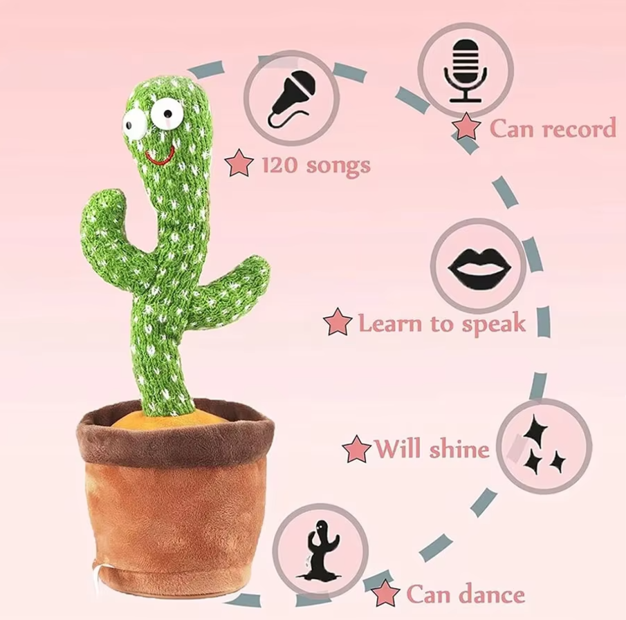 Interactive Singing and Dancing Cactus Plush Toy - Fun Talking Toy for Kids, Engaging Gift for All Occasions