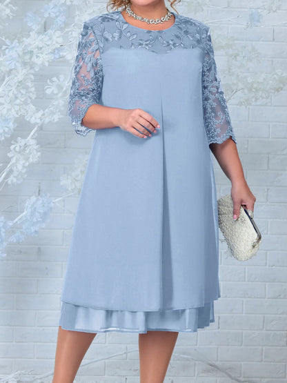 Elegant Plus Size Women's Dress for Formal Occasions, Stylish Wedding Guest Dress, Comfortable Knee-Length Design-3