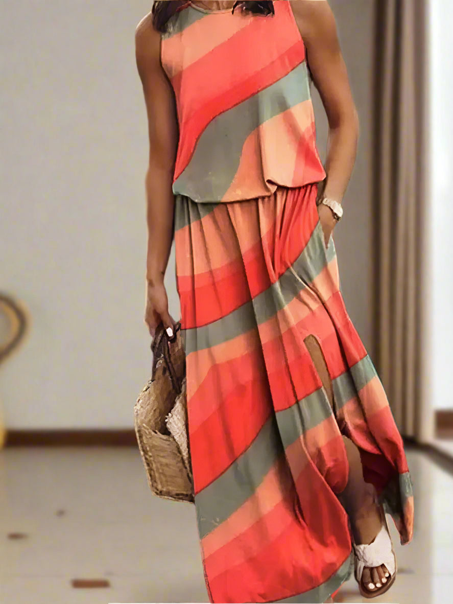 Stylish Floral Sleeveless Womens Dress for Summer - Comfortable Fit, Perfect for Special Occasions and Daily Wear-3