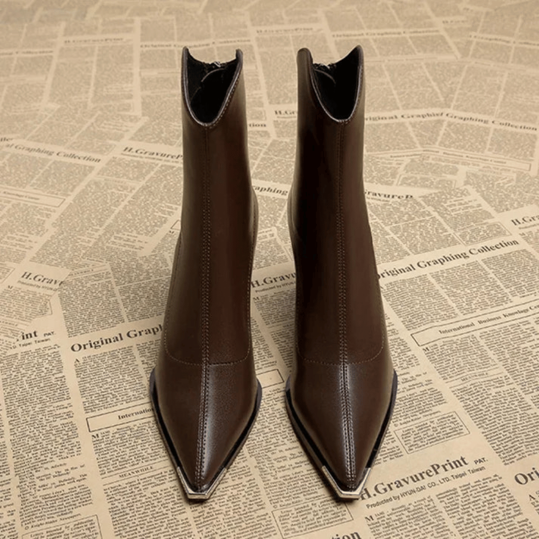 Unterstützende Damen-Stiefeletten - Spitz zulaufende Zehen, Kunstleder
