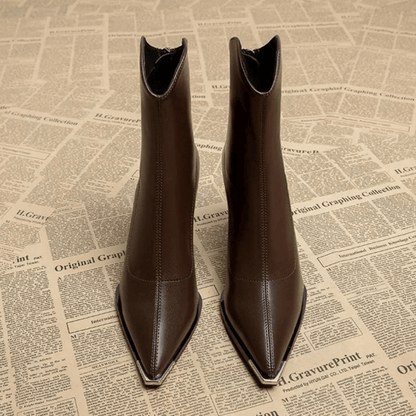 Unterstützende Damen-Stiefeletten - Spitz zulaufende Zehen, Kunstleder