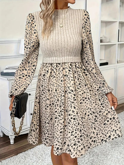 Elegant Floral Print Womens Dress with Long Sleeves for Summer and Formal Occasions-4