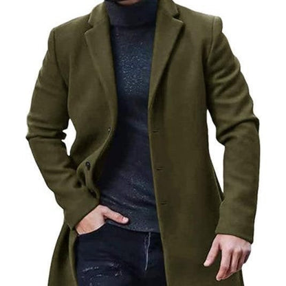Cappotto da uomo in tweed raffinato caldo - poliestere di media lunghezza