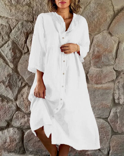 Variant image for Linen Shirt Dress for Women, Lightweight and Breathable Summer Style, Knee-Length Relaxed Fit, Available in Multiple Colors-25