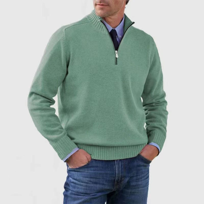 Blød herresweater med ståkrave - slim fit, akryl