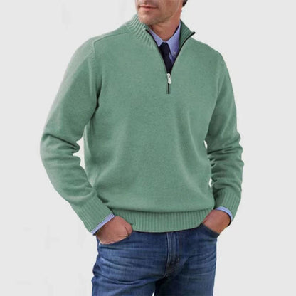 Blød herresweater med ståkrave - slim fit, akryl