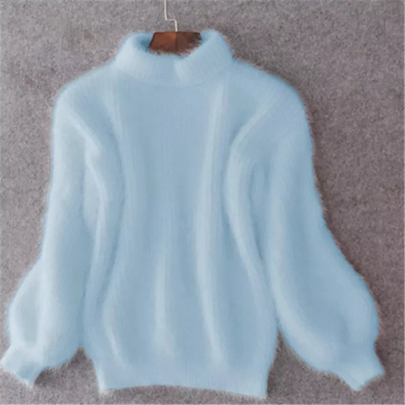 Varm og hyggelig damesweater med høj hals - Oversized blød strik